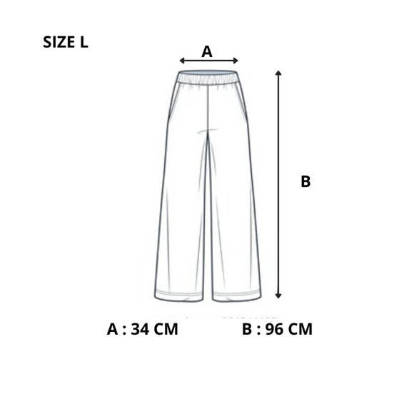 Elle Women’s Wide Leg Pants - Elastic Waist Relaxed Trousers, Size L - Picture 6 of 7